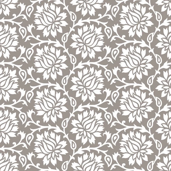 Diseño Patrón Floral Damasco Sin Costuras — Vector de stock