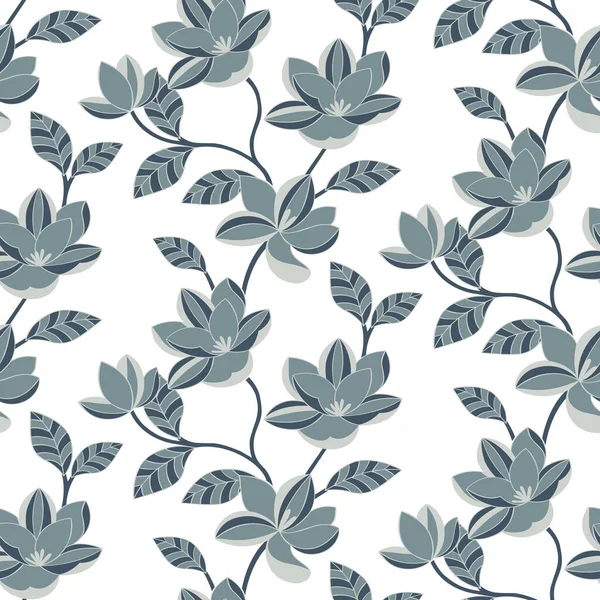 Motif Floral Textile Sans Couture Avec Des Couleurs Monochromes — Image vectorielle