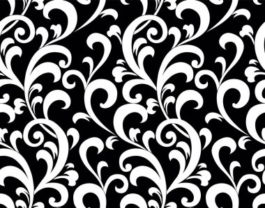 Kusursuz siyah ve beyaz girdap şeklinde dekoratif desen tasarımı