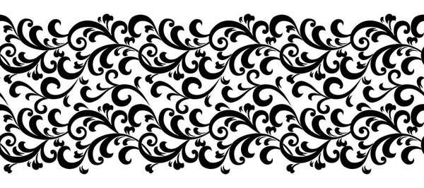 Seamless black and white swirly decorative border design