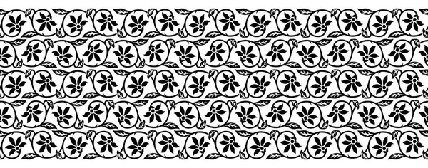 Seamless Black White Floral Border Design — Stock Vector