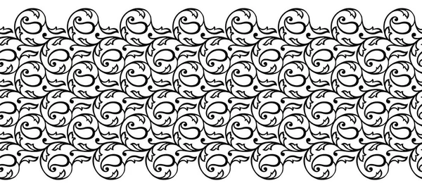 Seamless Black White Paisley Border — Stock Vector