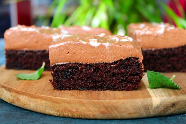 Pastel Chocolate Songe Con Ratón Chocolate Vista Superior Con Espacio — Foto de Stock