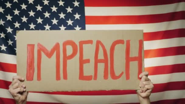 Presidente dos EUA Impeachment assina em mãos — Vídeo de Stock