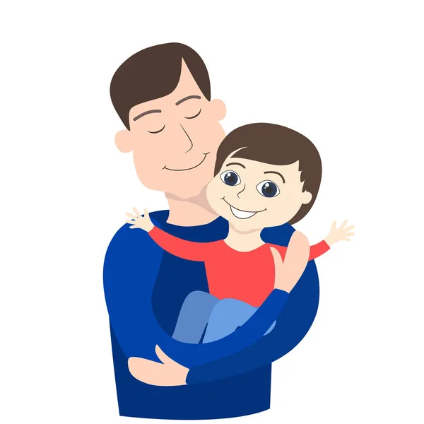 Padre Sostiene Niño Sus Brazos Niño Padre Son Dibujados Estilo — Vector de stock