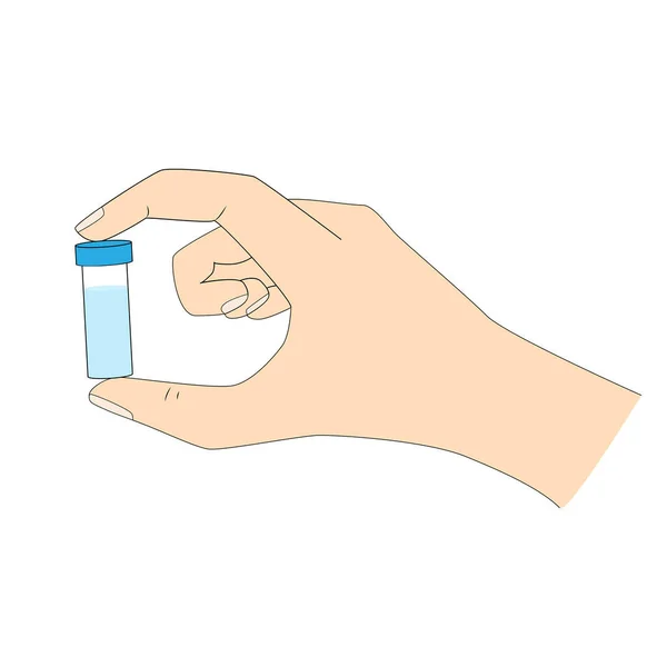 Hand Mit Reagenzglas Zwischen Daumen Und Zeigefinger Viel Für Ihren — Stockvektor