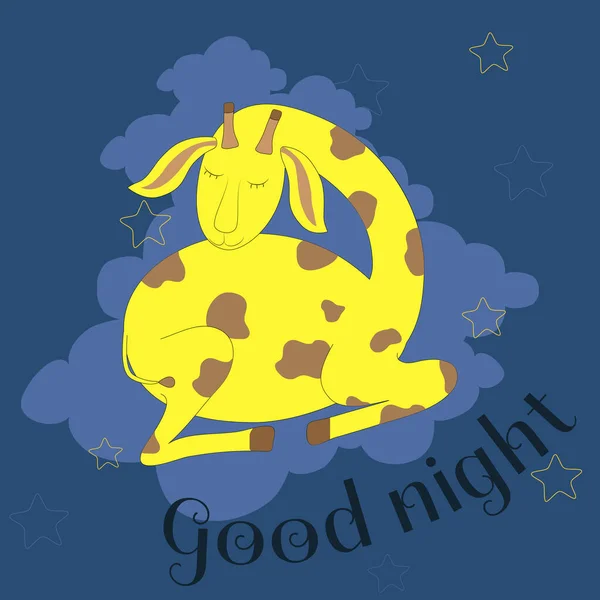 Charmante Girafe Dort Doucement Dans Les Nuages Illustration Vectorielle Personnage — Image vectorielle