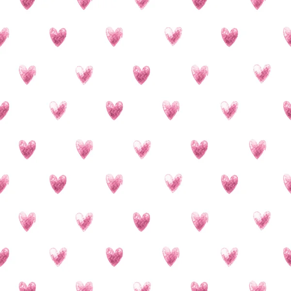 Seamless pattern with watercolor hearts — Stock Vector