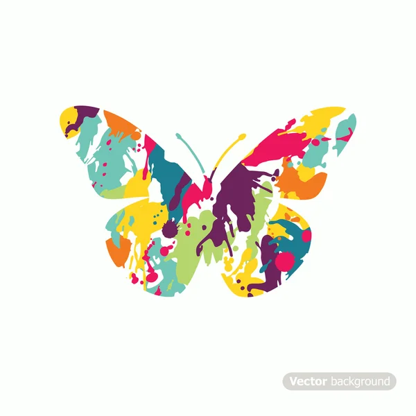 Bright color splashes butterfly — Stock Vector
