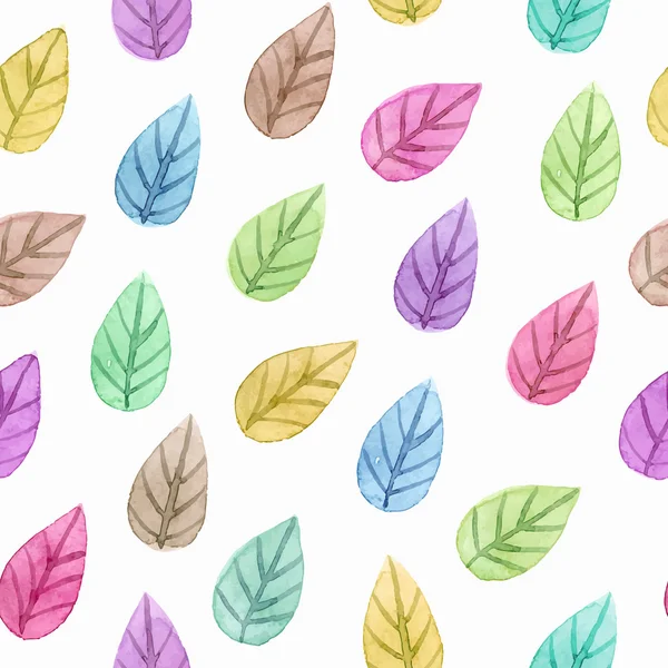 Φύλλα ακουαρέλας μοτίβο με χρώμα — Διανυσματικό Αρχείο