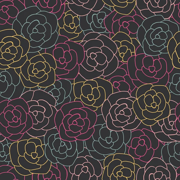 Όμορφη άνευ ραφής μοτίβο με χρώμα λουλούδια — Διανυσματικό Αρχείο