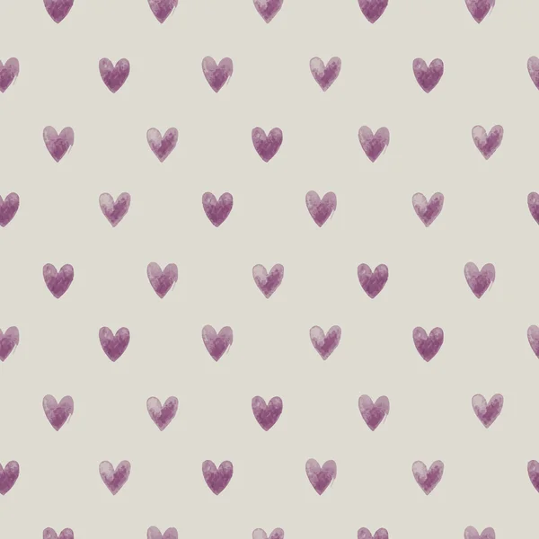 Seamless pattern with watercolor hearts — Stock Vector