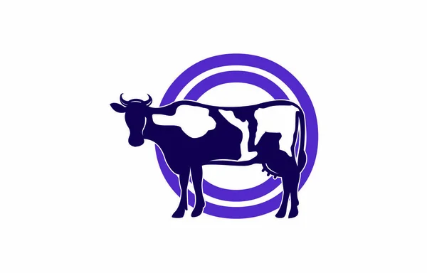 Vaca Leiteira Com Logotipo Tanque Ícones Agradáveis Para Produtos Lácteos —  Vetores de Stock