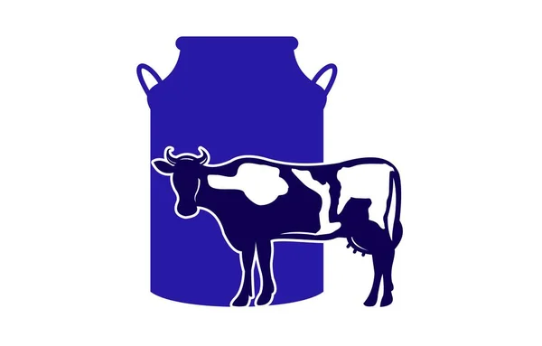 Vaca Leiteira Com Logotipo Leite Tanques Ilustrações Vetoriais —  Vetores de Stock