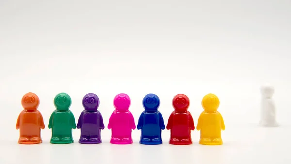 Small Plastic Multicolored Men White Background — Stock Photo, Image