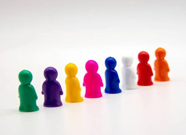 Miniature Plastic Toy Figures Stand Formation White Background — Stock Photo, Image