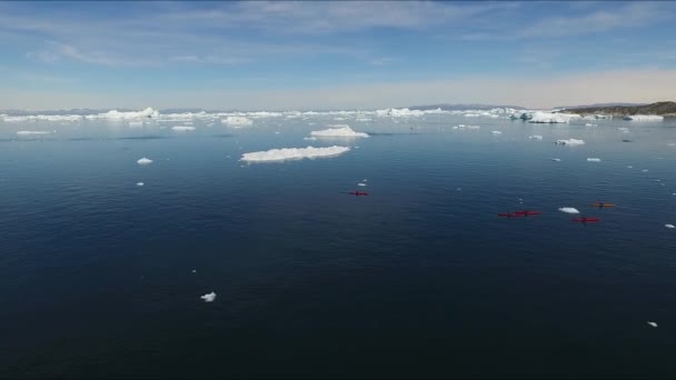 Groenland. Een luchtfoto. Zwevende ijsbergen. — Stockvideo