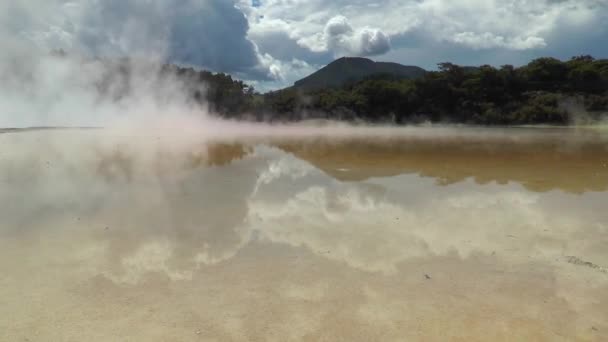 New Zealand. Geysers Pools with Steam. The North Island. — Stock Video