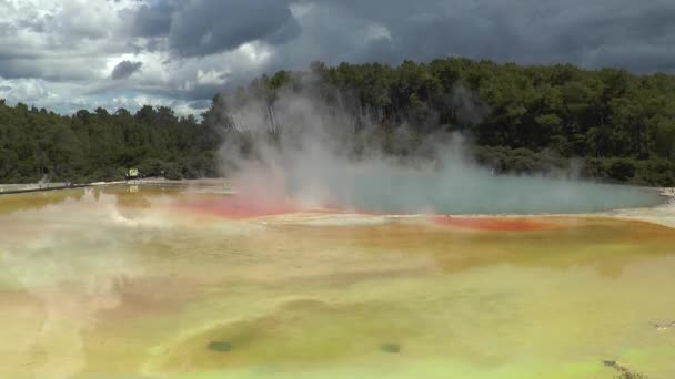 Neuseeland. Geysire Pools mit Dampf. Die Nordinsel. — Stockvideo