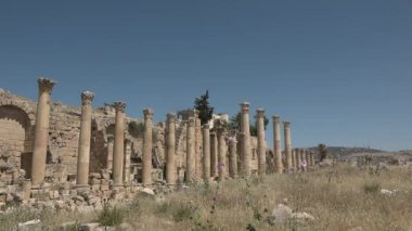 Jordan - 05.01.2021: Columns in the Jordan. Ancient town. Roman architecture.
