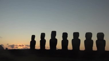 Easter Island.Chile. Stone statues on the ocean