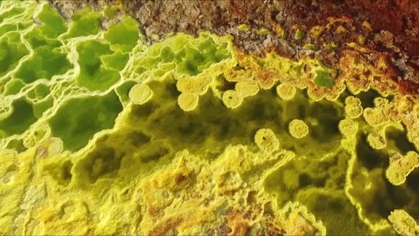 Maravilhas do planeta Terra. Tintas fantásticas do Deserto do Danakil. As nascentes de enxofre criam a paisagem incrivelmente colorida e bela — Vídeo de Stock