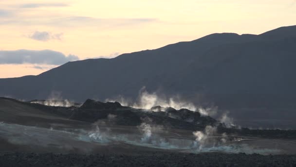 Iceland. Steam rises on the geothermal field — Stock Video