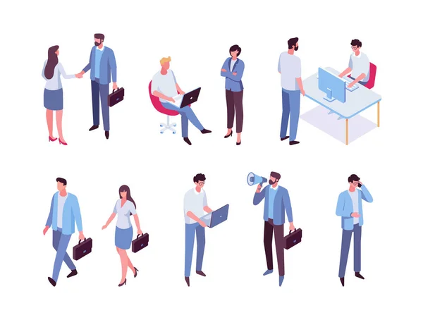 Isomeric Business People Vector Set Office Life Flat Vector Characters — Image vectorielle