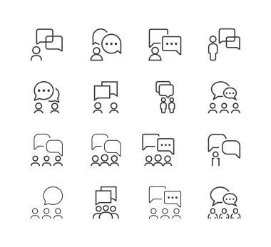 İletişim hattı simgesi ayarlandı. Takım, insanlar, iş.