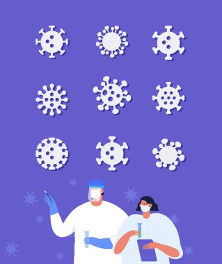 Coronavirus ikon vektörü ayarlandı. Salgın, COVID-19