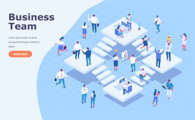 Isometric karikatür ofis insanları vektör seti. Ofis hayatı. İş adamları, takım çalışması.. 