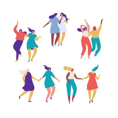 Lgbt insanları, homoseksüel kadınlar beyaz arka planda izole edilmiş düz vektör çizimleri