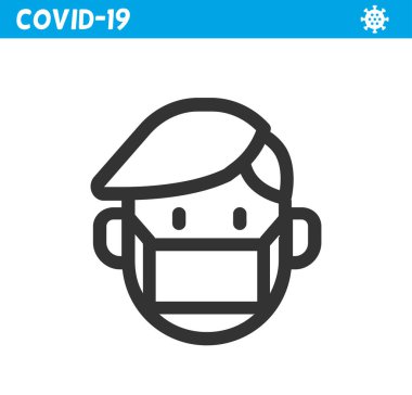 Koruyucu maske çizgisi simgesi. Coronavirus. Virüs, maske, korona, salgın, tıbbi maske.