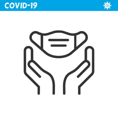 Koruyucu maske çizgisi simgesi. Coronavirus. Virüs, maske, korona, salgın, tıbbi maske.