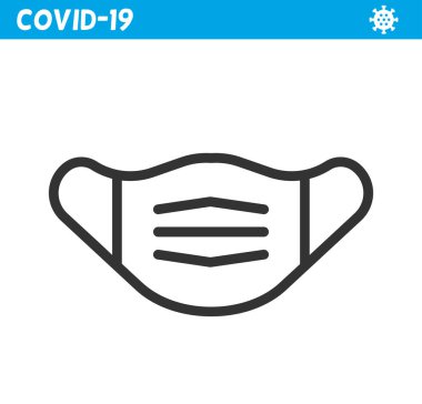 Koruyucu maske çizgisi simgesi. Coronavirus. Virüs, maske, korona, salgın, tıbbi maske.