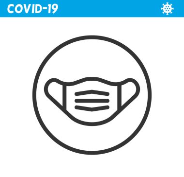 Koruyucu maske çizgisi simgesi. Coronavirus. Virüs, maske, korona, salgın, tıbbi maske.