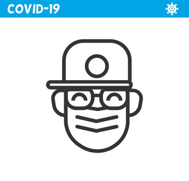 Koruyucu maske çizgisi simgesi. Coronavirus. Virüs, maske, korona, salgın, tıbbi maske.