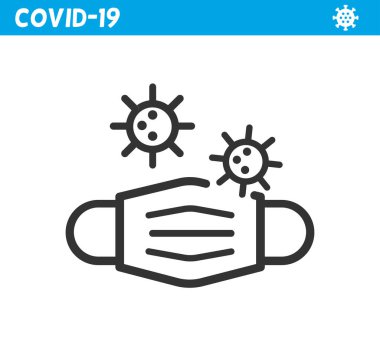 Koruyucu maske çizgisi simgesi. Coronavirus. Virüs, maske, korona, salgın, tıbbi maske.