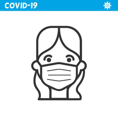 Koruyucu maske çizgisi simgesi. Coronavirüs. 