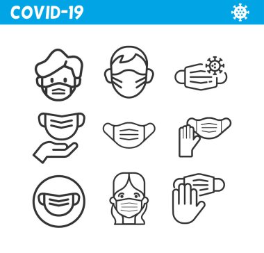 Koruyucu maske çizgisi simgesi. Coronavirüs. 