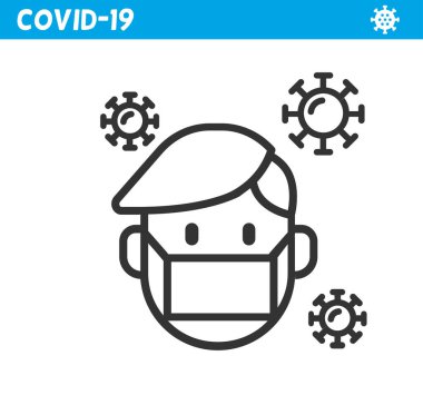Koruyucu maske çizgisi simgesi. Coronavirüs. 