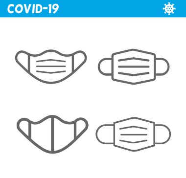 Koruyucu maske çizgisi simgesi. Coronavirüs. 