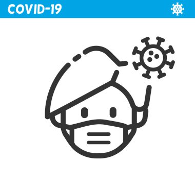 Koruyucu maske çizgisi simgesi. Coronavirüs. 