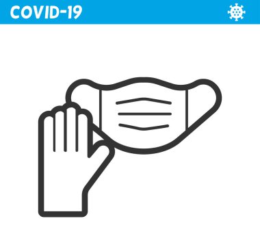 Koruyucu maske çizgisi simgesi. Coronavirüs. 