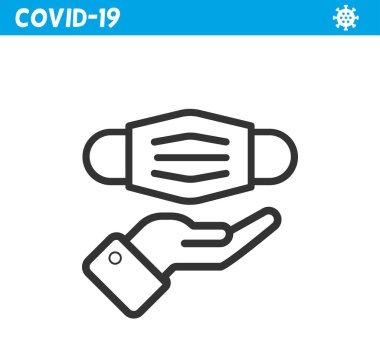 Koruyucu maske çizgisi simgesi. Coronavirüs. 