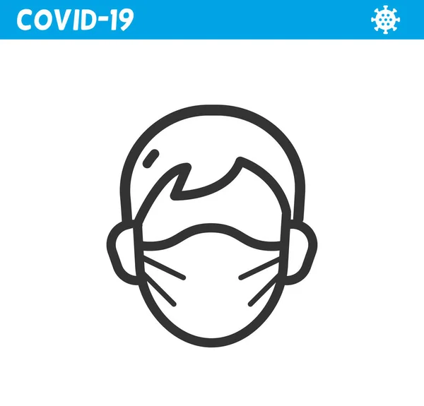 Beschermende Masker Lijn Pictogram Coronavirus — Stockvector