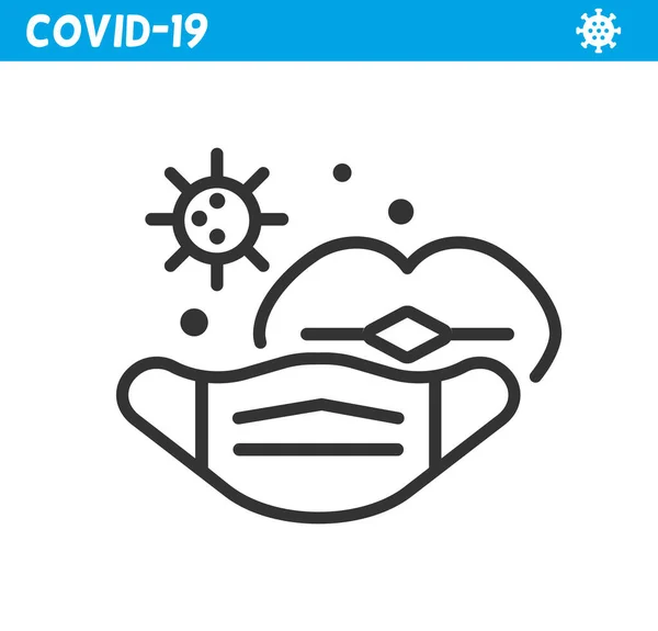 Ikona Čáry Ochranné Masky Koronavirus — Stockový vektor