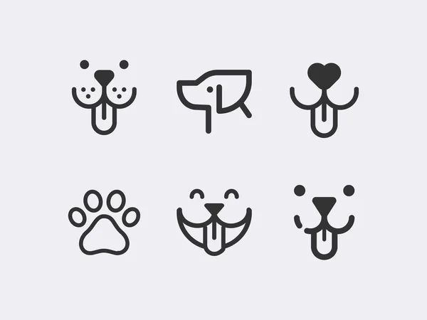 Hund, Welpen Vektor Line Icon Set — Stockvektor