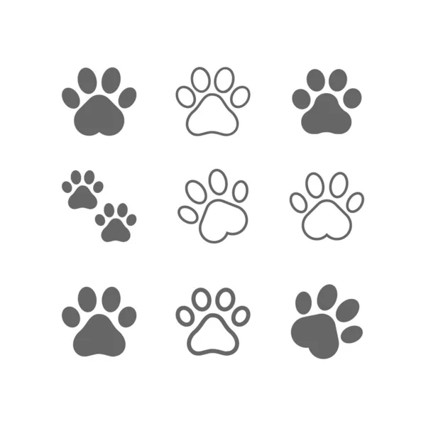 Cão, ícone de vetor de pata de gato — Vetor de Stock