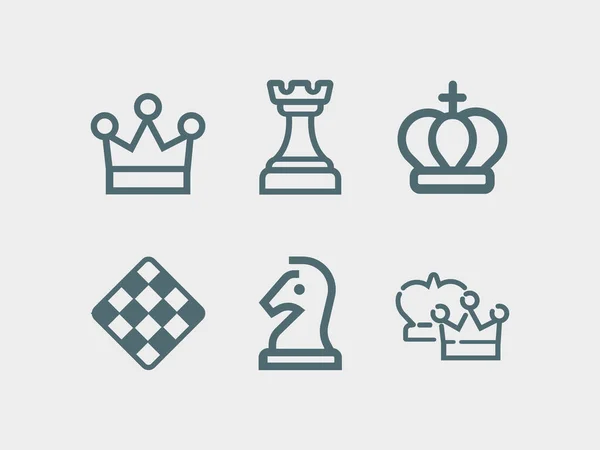 Conjunto de ícones de linha de xadrez. Estratégia — Vetor de Stock